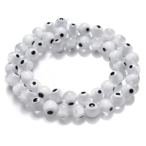 Natursteinperle, schwarz-weiß, Katzenauge, Opal, Lava-Achat, Hämatit, runde Perlen für Schmuck, DIY-Armband, 4–12 mm, a–8 mm, ca. 45 Perlen von YOLNEY