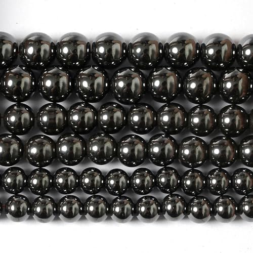 Natursteinperle, schwarz-weiß, Katzenauge, Opal, Lava-Achat, Hämatit, runde Perlen in großen Mengen für Schmuck, DIY-Armbänder, 4–12 mm, Hämatit, 12 mm, ca. 30 Perlen von YOLNEY