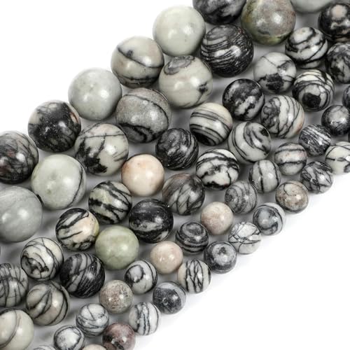 Natursteinperlen, Tigerauge, Achate, Jade, Hämatit, Granat, runde lose Perlen zur Schmuckherstellung, DIY-Armbänder, 4–12 mm, schwarzer Streifen, 12 mm, 28–30 Stück von YOLNEY