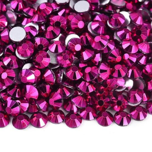 Neue Minenfarben, Glaskristall-Strasssteine, Glitzer-Strass mit flacher Rückseite, für Nagelkunst, DIY-Basteldekoration, P137 Mine Fuchsia, SS20 – 1440 Stück von YOLNEY