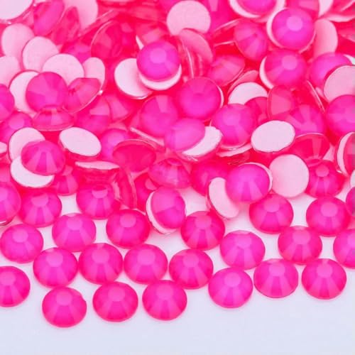 Neue fluoreszierende Glitzer-Neon-Strasssteine ohne Hotfix, helle DIY-Nagelkunst-Kristalle, Diamant-Strass-Edelsteine für Charms, Kleid-Rose Neon-SS8 – 1440 Stück von YOLNEY