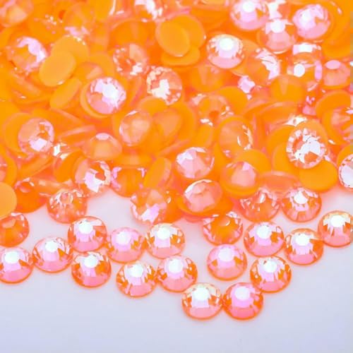 Neue fluoreszierende Glitzer-Neon-Strasssteine ohne Hotfix, helle DIY-Nagelkunst-Kristalle, Diamant-Strass-Edelsteine für Charms, Kleider, Neu, Orange AB Neon, SS12, 1440 Stück von YOLNEY