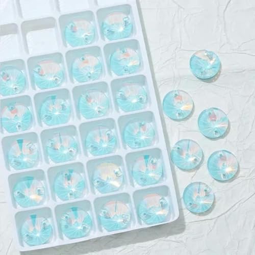 Opal-Mokka, rund, handgenäht, flache Rückseite, Glaskristall-Strasssteine, DIY-Bekleidung, Nähzubehör für Brautkleider, Handarbeiten, Aquamarin-Opal, 16 mm, 24 Stk von YOLNEY