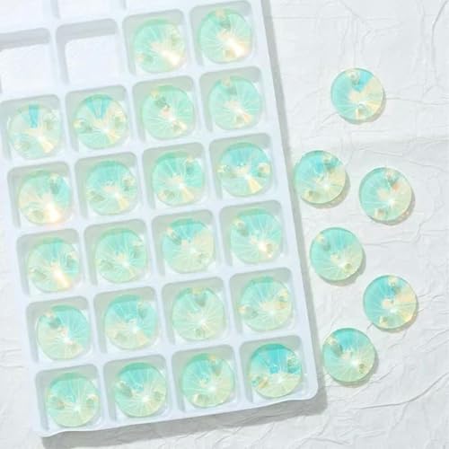 Opal-Mokka, rund, handgenäht, flache Rückseite, Glaskristall-Strasssteine, DIY-Bekleidung, Nähzubehör für Brautkleider, Handarbeiten, Hellgrüner Opal, 18 mm, 20 Stück von YOLNEY