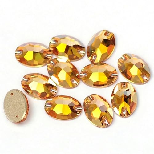 Ovaler Glas-Näh-Strass, flache Rückseite, zum Aufnähen, loser Kristall-Strass zum Selbermachen für Schmuckherstellung, Metallic Sunshine, 7 x 10 mm, 144 Stück von YOLNEY