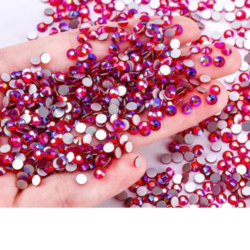 Roter Siam SS4–SS30, nicht Hot Fix-Strassstein, flache Rückseite, Glitzerkristall-Strass zum Aufkleben auf Stein-Strasssteine, Nagelkunst-Dekorationen, Kleidungsstück-Hellsiam AB-SS1 von YOLNEY