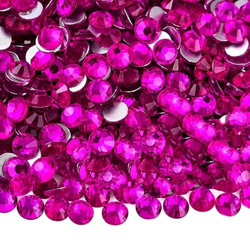 SS3-SS30 Hot Pink Rose Nicht Hot Fix Strass Flatback Kristalle Perlen 3D Nail Art Strass Glaskristallnägel Nicht HotFix-lt rose B-ss10-1440Stk von YOLNEY