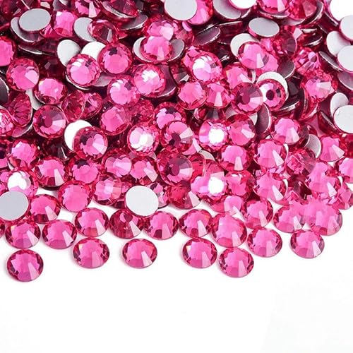 SS3-SS30 Hot Pink Rose Nicht Hot Fix Strasssteine Flatback Kristalle Perlen 3D Nail Art Strasssteine Glaskristallnägel Nicht HotFix-Rose-SS20-1440Stk von YOLNEY