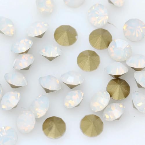 SS4-SS38, rund, weißer Opal, spitz, mit Folie auf der Rückseite, Kristall-Strasssteine für Nagelkunst, Glas-Strass-Chaton-Steine, Perlen zur Schmuckherstellung, SS30, 6,3mm, 36 Stück von YOLNEY
