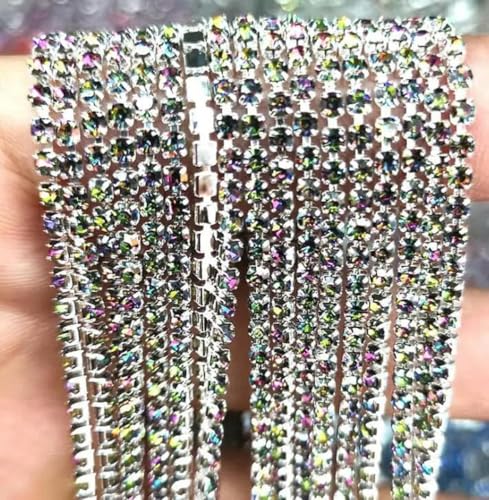 SS4 SS6 SS8 SS10 SS12 SS16 Silber Gold Cup Dichtes Glaskristall Strass Klauenkette-34-SS12 3,0 mm-10 Meter Länge von YOLNEY