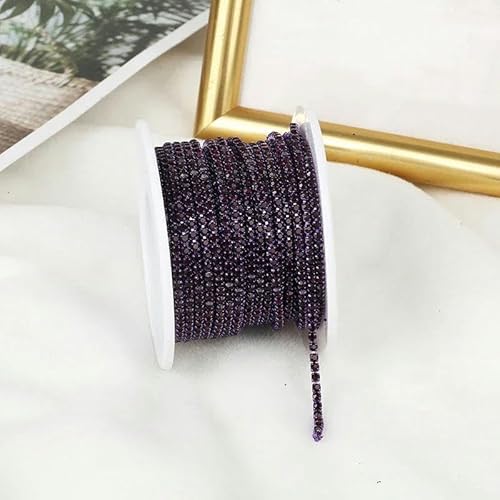 SS6–SS12, 9,1 m, bunt, dichte Strasssteinkette zum Aufnähen auf Glaskristall-Becherkette, Gule auf Strasssteinband für Heimwerker, Amethyst, SS12, 3,0 mm, 9,1 m pro Rol von YOLNEY