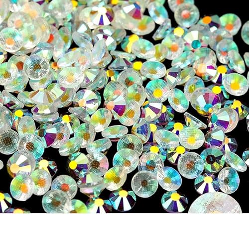 SS6-SS30 Mehrfarbiger Crystal AB Hot Fix Strass Kristall Super Glitter Strass Aufbügel-Strasssteine für Nailart Stoff Kleidung-Transparent AB-SS6-SS30 Mix 1200 Stück von YOLNEY