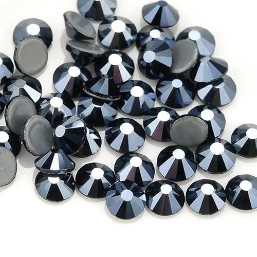 SS6-SS30 Mehrfarbiger Crystal AB Hot Fix Strass Kristall Super Glitter Strass Aufbügel-Strasssteine für Nailart Stoff Kleidung-glänzendes Schwarz-SS20-1440 Stück von YOLNEY