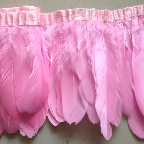 Stoffgürtel aus Gänsefedern, 1–2 Yards, gefärbte Gänsefederbänder, 15–20 cm lang, Stoffgürtel aus Gänsefedern, Tanzkleid, Hut, DIY-Dekoration, rosa, von YOLNEY