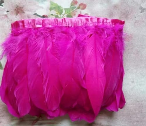 Stoffgürtel aus Gänsefedern, 1–2 Yards, gefärbte Gänsefederbänder, 15–20 cm lang, Stoffgürtel aus Gänsefedern, Tanzkleid, Hut, DIY-Dekoration, rosa, von YOLNEY