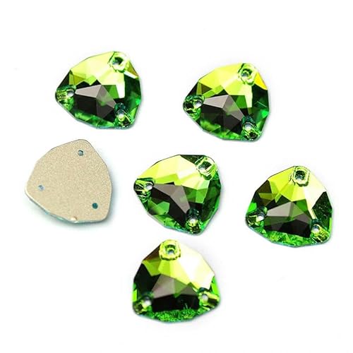 Trilliant Genähte Steine Glitzer Strass DIY Nähkristalle Flache Rückseite Glas Strasssteine zum Herstellen von Kleidung Kleidern-Peridot-12mm 24St von YOLNEY