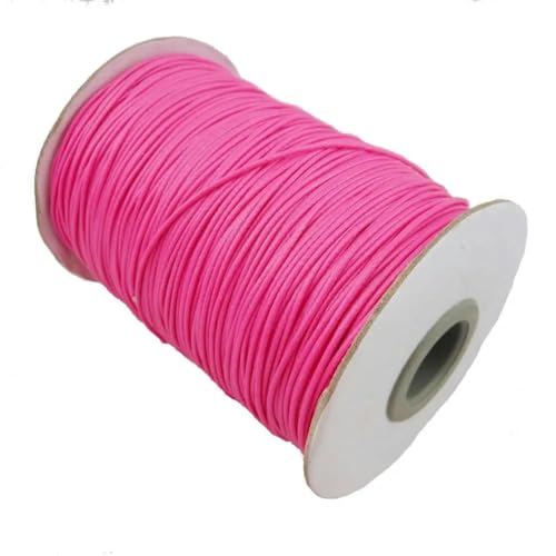 Wachsschnur, 0,5/1/1,5/2 mm, umweltfreundlich, poliert, 200 Yards, Armband aus gewachstem Polyesterfaden – Hot Pink – 0,5 mm (200 Yards) von YOLNEY