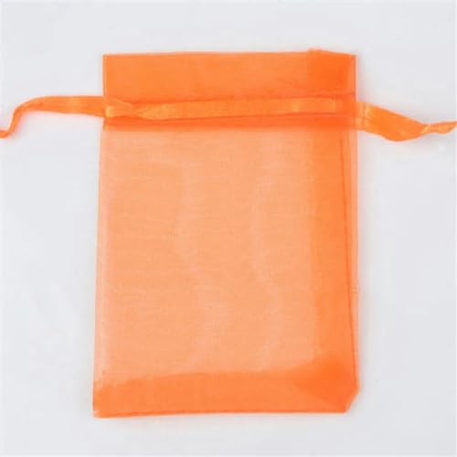 YOLNEY 50% - orange - 10 x 15 cm - 25 Stück Organzabeutel mit Kordelzug für Party-Schmuckverpackungen, Tüllbeutel für Süßigkeiten, Weihnachts- und Hochzeitsdekoration von YOLNEY