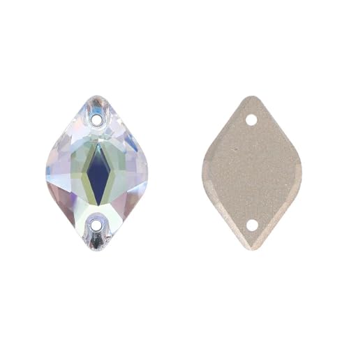 Zitronenförmiger Glas-Näh-Strass, bunte aufgenähte Steine, Kristall-Strasssteine, DIY-Nähzubehör für Kleidung, Kristalldurchlässigkeit, 12 x 18 mm, 24 Stück von YOLNEY