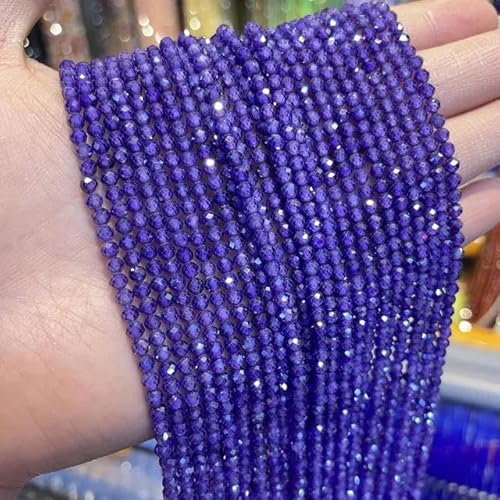 mm Naturstein-Amethyst-Tigerauge-Lapislazuli-Perlen mit leuchtenden Perlen eingelegt, Schmuckherstellung zum Selbermachen von Halsketten und Armbändern-Lila Zirkon-2 mm von YOLNEY