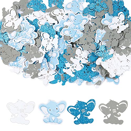 YOLOUP 272 Pcs Baby Konfetti Babyparty Streudeko Glitzer Papier Konfetti Blau Elefant Tisch Deko Baby Party Tischdeko für Jungen Kinder Geburt Taufe Baby Shower Kindergeburtstag Gender Reveal von YOLOUP