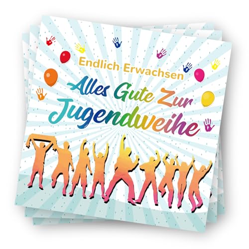 YOLOUP 40 Stück Jugendweihe Servietten Alles Gute zur Jugendweihe Endlich Erwachsen Papierservietten 3-lagig 33 x 33 cm Jugendweihe Napkins Tischdeko für Junge Mädchen Jugendweihe Party von YOLOUP