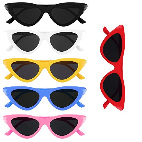 YOLOUP 6 Pcs Neon Brillen Set Partybrillen Lustige Dreieck Brille 1950s Jahre Kostüm Zubehör Damen Sonnenbrille Im 50er Retro Stil für Frau Karneval Mottoparty Kostümparty Geburtstagsparty 6 Farben von YOLOUP