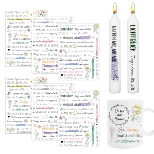 Yomover Wilde Blumen Kerzentattoos, 6 Stück Wassertransferdruck Kerzen Tattoo, Wasserschiebefolie Kerzenaufkleber, Blumen Motivierende Sprüchen Kerzenfoile für DIY Kerzen Frühling Sommer Geschenk von YOMOVER