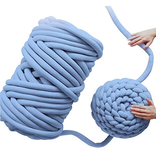 Core Yarn Roving Garn Mehrfarbig Sperrige Armstricken Wolle Weich Grob Gestrickte DIY Hand Chunky Strickdecke Garn für Riese Klobig Werfen Teppich Sofa Decke Kuscheldecke Haustier Bett (Blau, 1KG) von YONII