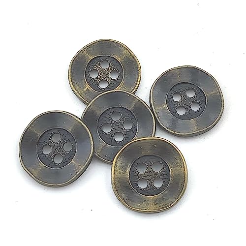 YOOGCORETT 10 Stück 20 mm Antik Bronze Metall 4 Löcher Scrapbooking Nähen Knöpfe für DIY Handwerk Jacke Mantel Kleidung Nähzubehör, 26# Metallknöpfe rund von YOOGCORETT