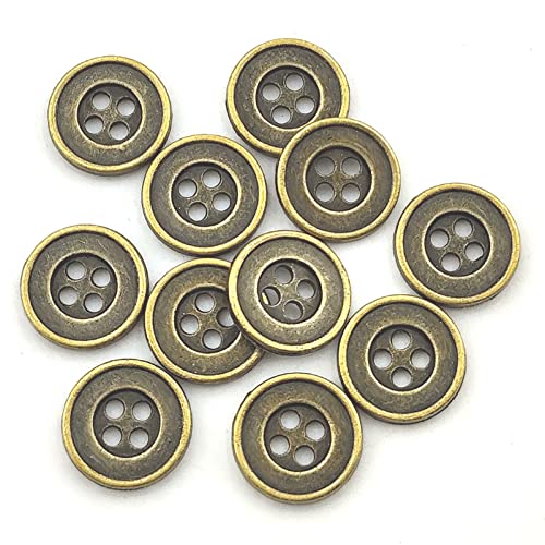 YOOGCORETT 15 Stück Metallknöpfe 2 Löcher Antik Bronze Vintage Stil Runde Knöpfe Bulk für Jacke, Mantel, Kleidung Nähknöpfe Zubehör DIY Handwerk Scrapbooking Dekorationen 13 mm von YOOGCORETT