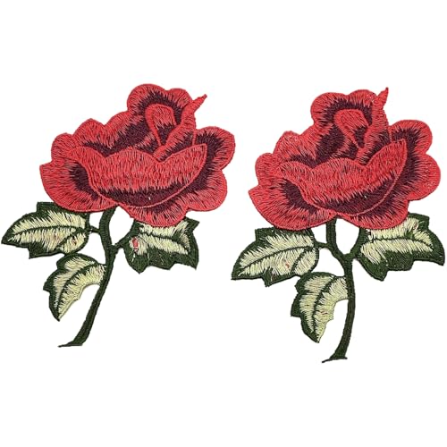 YOOGCORETT 3D-Stickerei-Rosen-Blumen-Spitzen-Aufnäher, Applikation für Kleidung, Hochzeitskleid, Dekoration, 11,9 x 7,6 cm, 10 Stück von YOOGCORETT