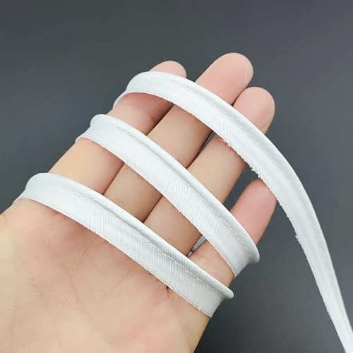 YOOGCORETT Schrägband aus weißem Polyester-Satin, Maxi-Paspelierung, Schrägband mit Kordel, Schweißschnur, zum Nähen von Lippenschnur, Bekleidungszubehör, Polsterpaspelierung, 12 mm YOOGCORETT Schrägband aus weißem Polyester-Satin, Maxi-Paspelierung, Schrägband mit Kordel, Schweißschnur, zum Nähen von Lippenschnur, Bekleidungszubehör, Polsterpaspelierung, 12 mm von YOOGCORETT