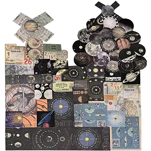 YOOMONA 332er Jahrgang Aufkleber Packen Sie für Sammelalbum Tagebuch schreiben Patrone Müll Tagebuch Notizbuch Album Dekoration- DIY Ästhetisch Washi Papier Planeten Universum Scrapbooking Stickers von YOOMONA