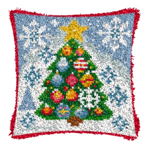 YOOTOM Knüpfteppich zum Selber Knüpfen Weihnachtsstil,DIY Weihnachten Knüpfsets Kreuzstich Teppich Christmas Latch Hook Rug Kits 50x38cm von YOOTOM