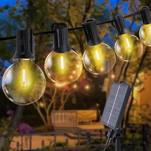 YOOULIT LED Lichterkette Solar Außen,15M Lichterketten Außen Strom mit 25+1 Stk. Warmweiß G40 Glühbirnen, IP44 Wasserdicht Außen Lichterketten Decor für Aussen Garten, Terrasse, Hochzeiten, Partys von YOOULIT