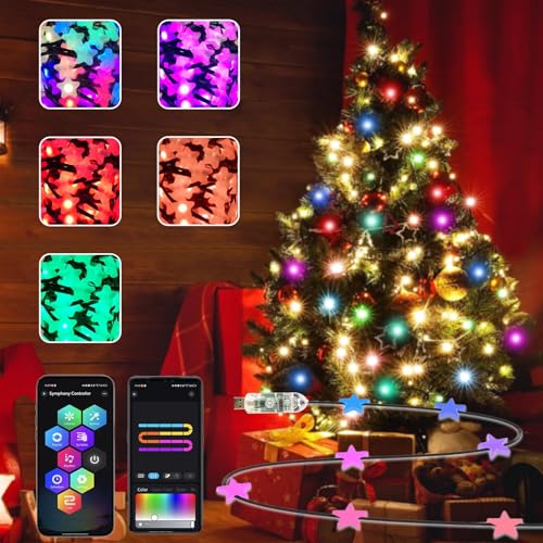 Smart Stern Lichterkette,10M 660 LED RGB Lichterketten Innen Außen mit Musiksynchronisation,Farbwechsel Stern Lichterkette App Musik fur Zimmer Party Hochzeit Weihnachtsbaum Outdoor Garten Deko von YOOWARM