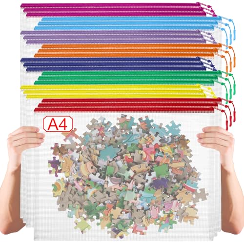 24 Stück 8 Farben A4 Netztaschen mit Reißverschluss, Aufbewahrungstaschen, Dokumententaschen für Klassenzimmer, Bürobedarf, Puzzles, Brettspiel-Aufbewahrung von YOPCDJ