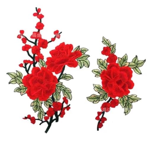 1 Set Aufnäher Große Rose Blume Stickerei Patch Motiv Applikation for Kinder und Damen DIY Kleidung Aufkleber Hochzeit(Rot) von YOPI