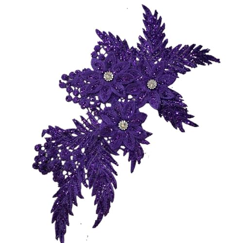 10 Stück bestickte Blumenapplikationen mit Aufnäher for Kleidung mit hellem Puder for Aufnähen(Dark purple) von YOPI