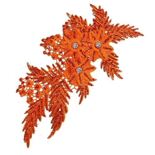 10 Stück bestickte Blumenapplikationen mit Aufnäher for Kleidung mit hellem Puder for Aufnähen(Orange) von YOPI