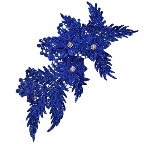 10 Stück bestickte Blumenapplikationen mit Aufnäher for Kleidung mit hellem Puder for Aufnähen(Royal blue) von YOPI