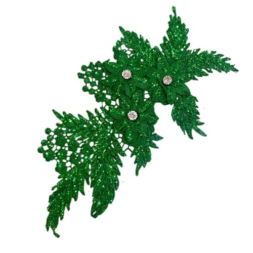 10 Stück bestickte Blumenapplikationen mit Aufnäher for Kleidung mit hellem Puder for Aufnähen(green) von YOPI