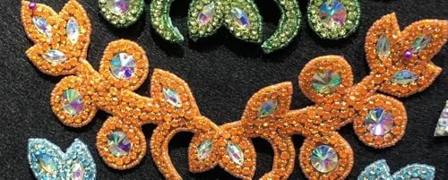 2 stücke Handgemachte Kristall Perlen Strass Applikationen Nähen/Aufbügeln Schulter Trim for Hochzeitskleid(A orange) von YOPI