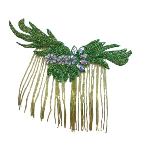 2 stücke Handgemachte Kristall Perlen Strass Applikationen Nähen/Aufbügeln Schulter Trim for Hochzeitskleid(D green) von YOPI