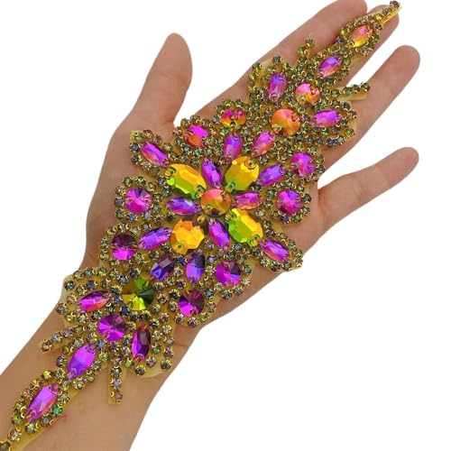 5 stücke Handgemachte Kristall Perlen Strass Applikationen Nähen/Aufbügeln Braut Schärpe Gürtel Trim(Colorful B) von YOPI