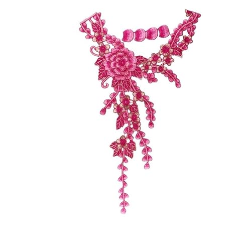 Bekleidungszubehör Langer Kragen Blumenstickerei Falscher Kragen Stickerei Stoffaufnäher Aufnäher Corsage Stickerei Maschinenstickerei Handgemachte Blume(Rosered) von YOPI