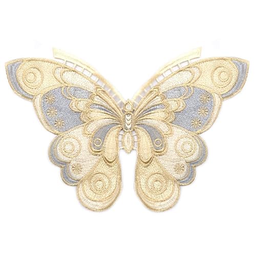 Farbe Schwerindustrie Stickerei Schmetterling Kragen Goldfaden Stickerei Große Falsche Kragen Wasserlöslichen Spitze Kragen Aushöhlen(Lightgray) von YOPI