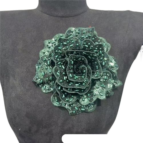 Handgenähtes Kristallblumen-Stirnband, DIY-besticktes Kamelien-Haar-Accessoire for Frauen(Darkgreen) von YOPI