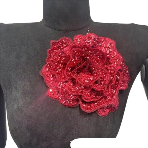 Handgenähtes Kristallblumen-Stirnband, DIY-besticktes Kamelien-Haar-Accessoire for Frauen(Winered) von YOPI